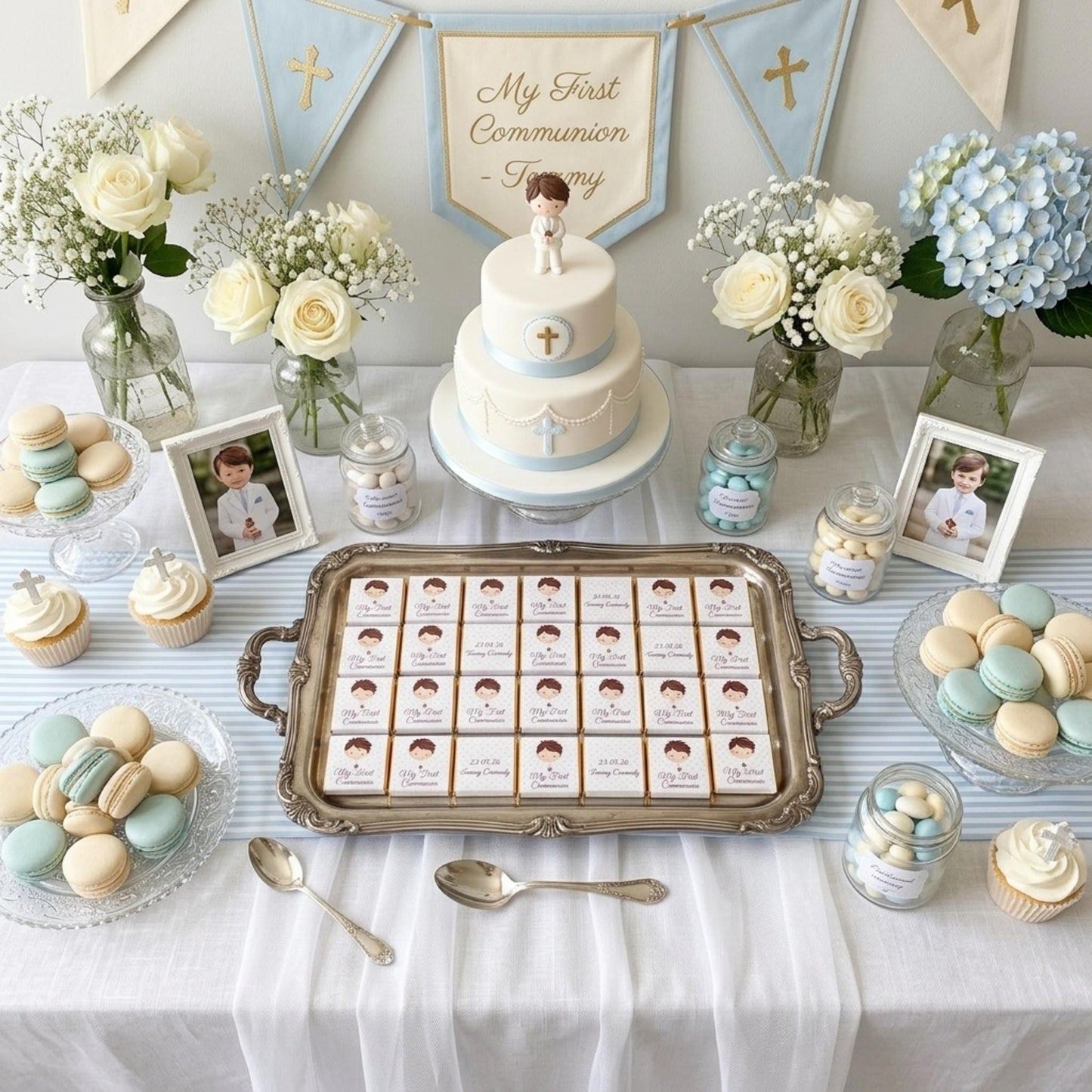 Personalised First Holy Communion Favours for Boys - Religious Chocolate Treats - Communion Guest Gifts