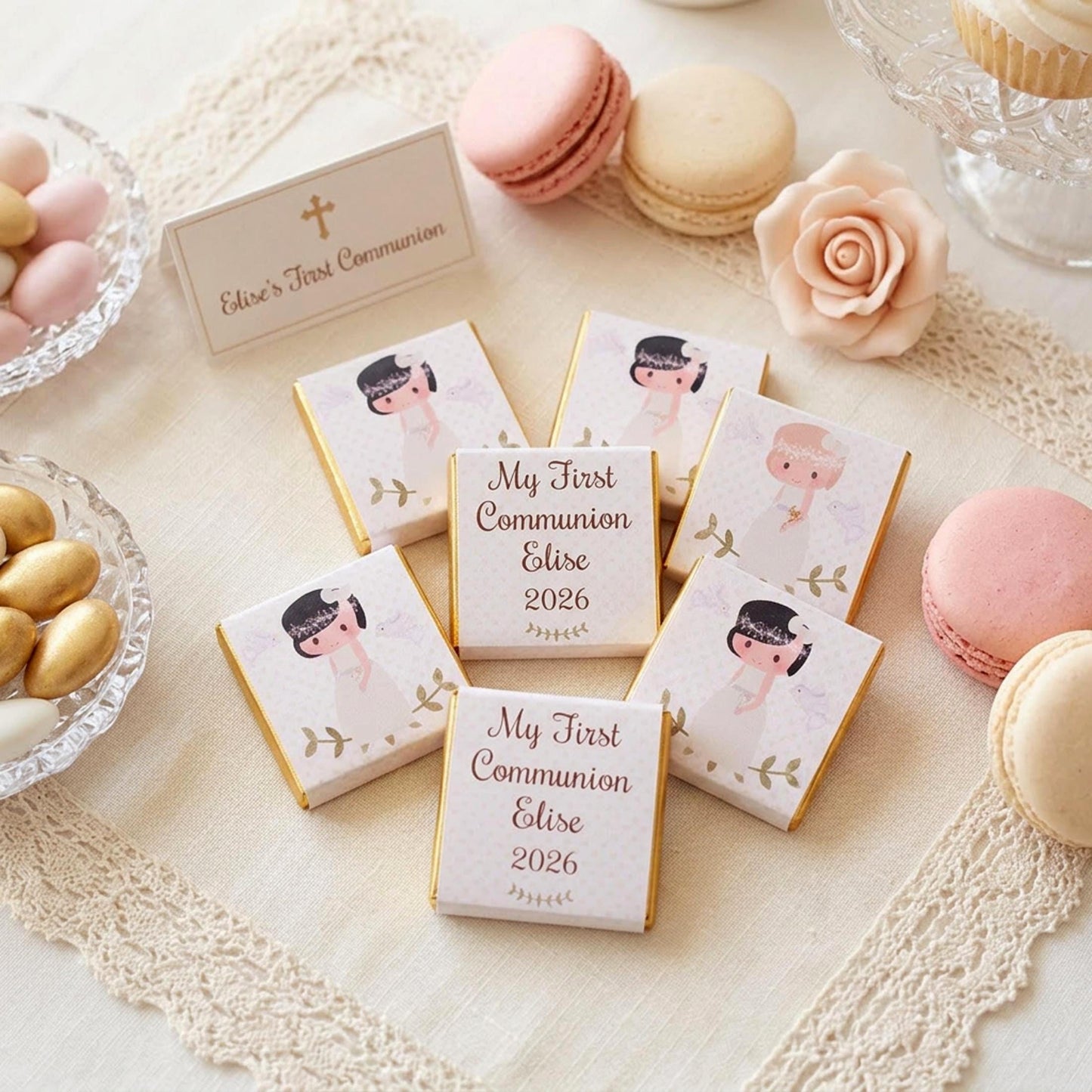 Personalised First Holy Communion Chocolates, Custom Religious Party Favours