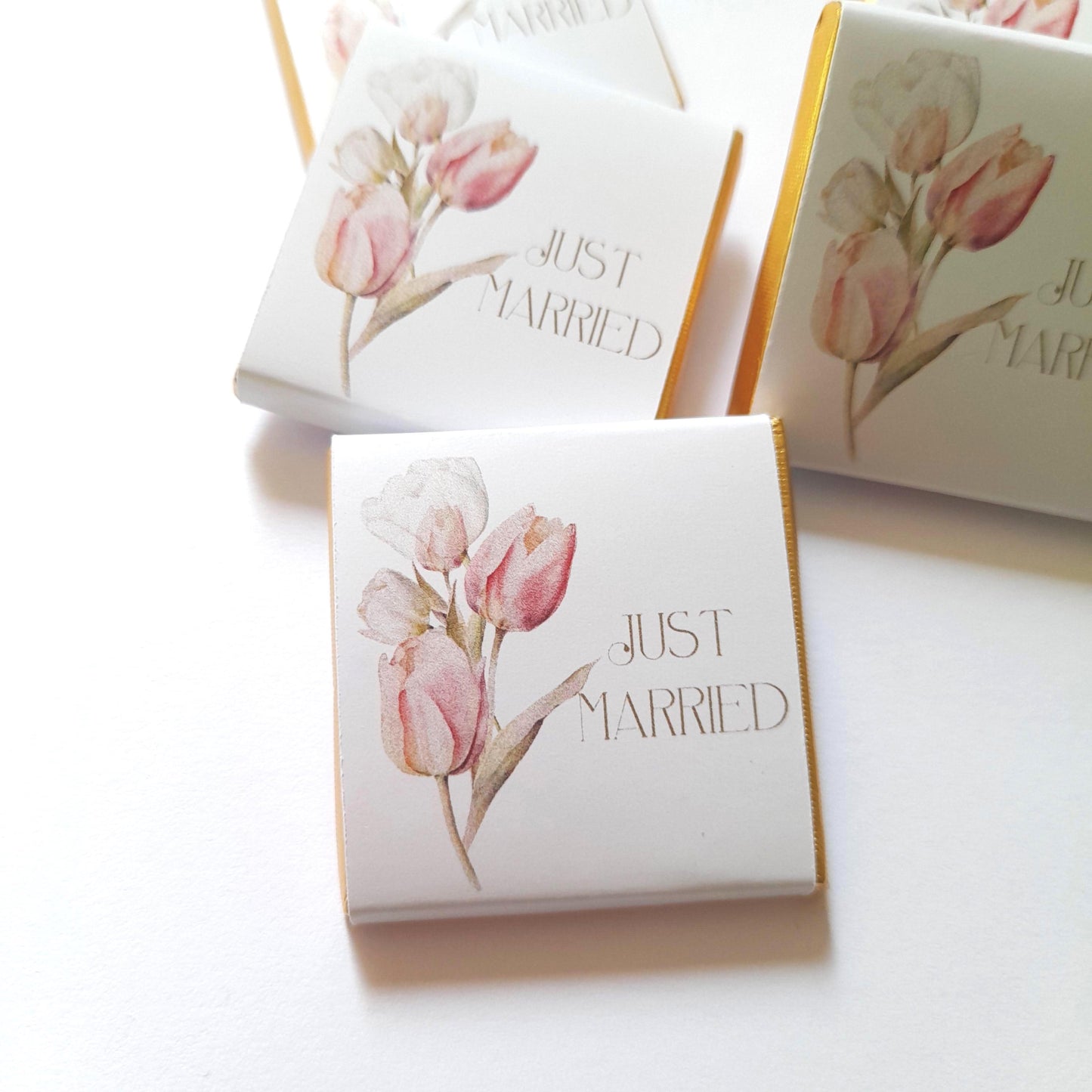 Personalised Just Married Wedding Favours Tulips design