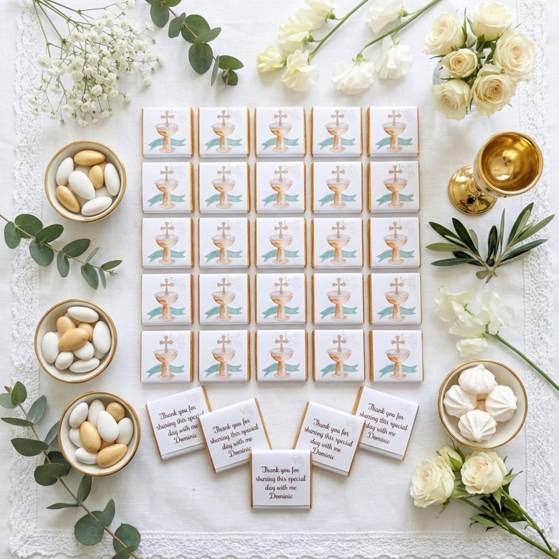 Personalised First Communion Chocolate Favours – Custom Religious Guest Treats