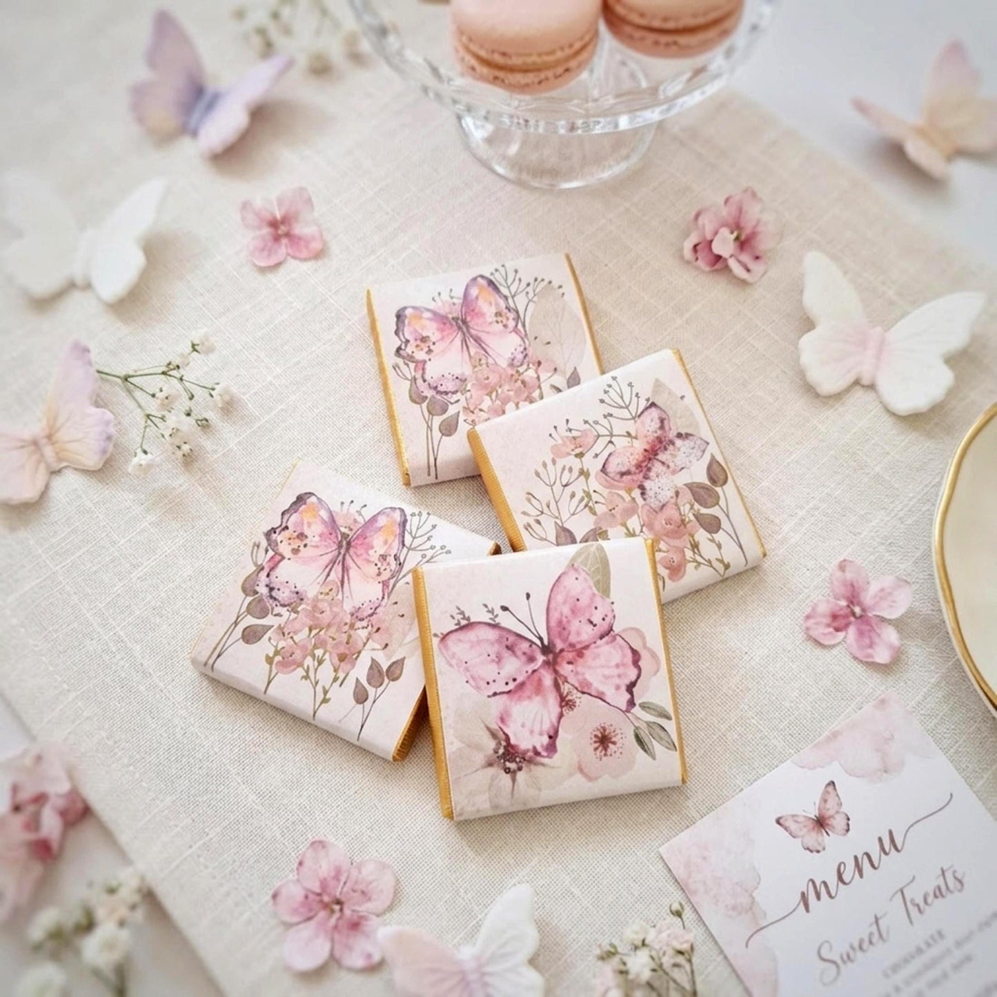 Personalised Butterfly Birthday Favours - Pink Garden Theme Party Bag Fillers - Butterfly Baby Shower Treats