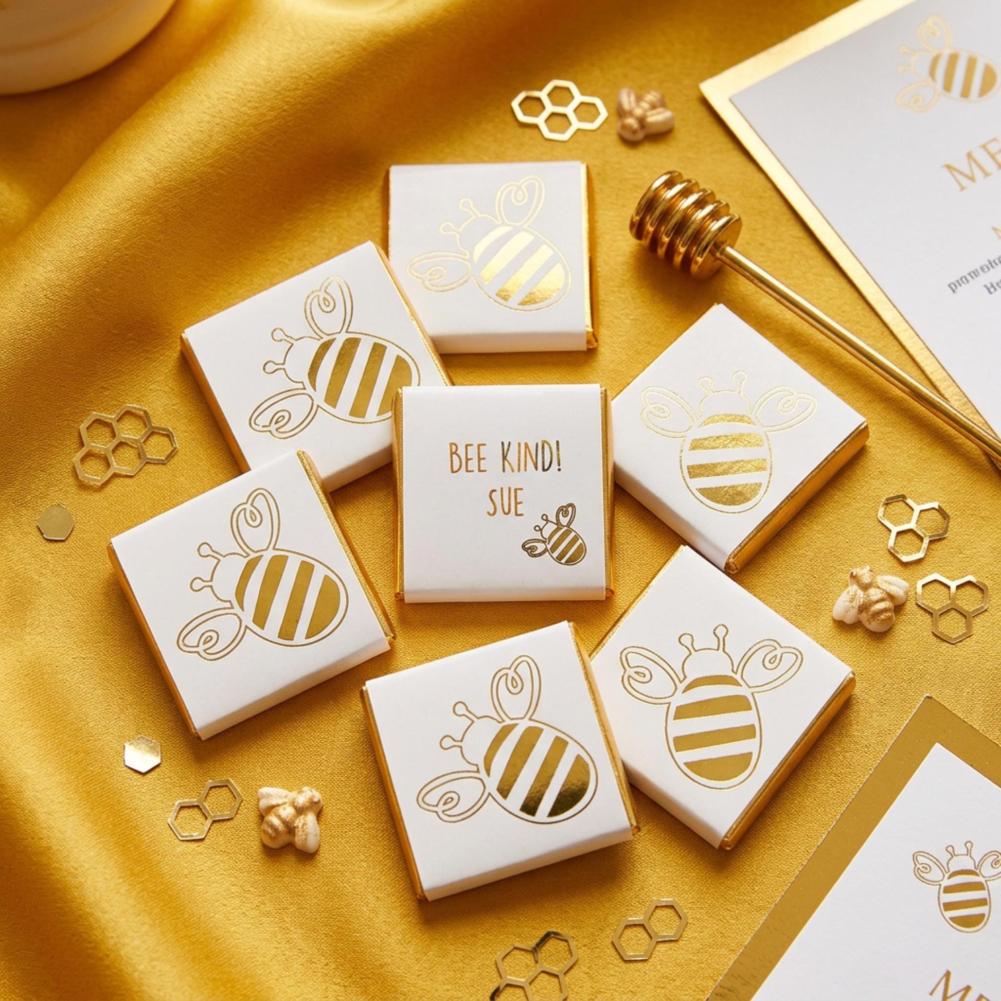 Personalised Golden Bee Party Chocolates – Bumblebee Personalised Birthday Favours
