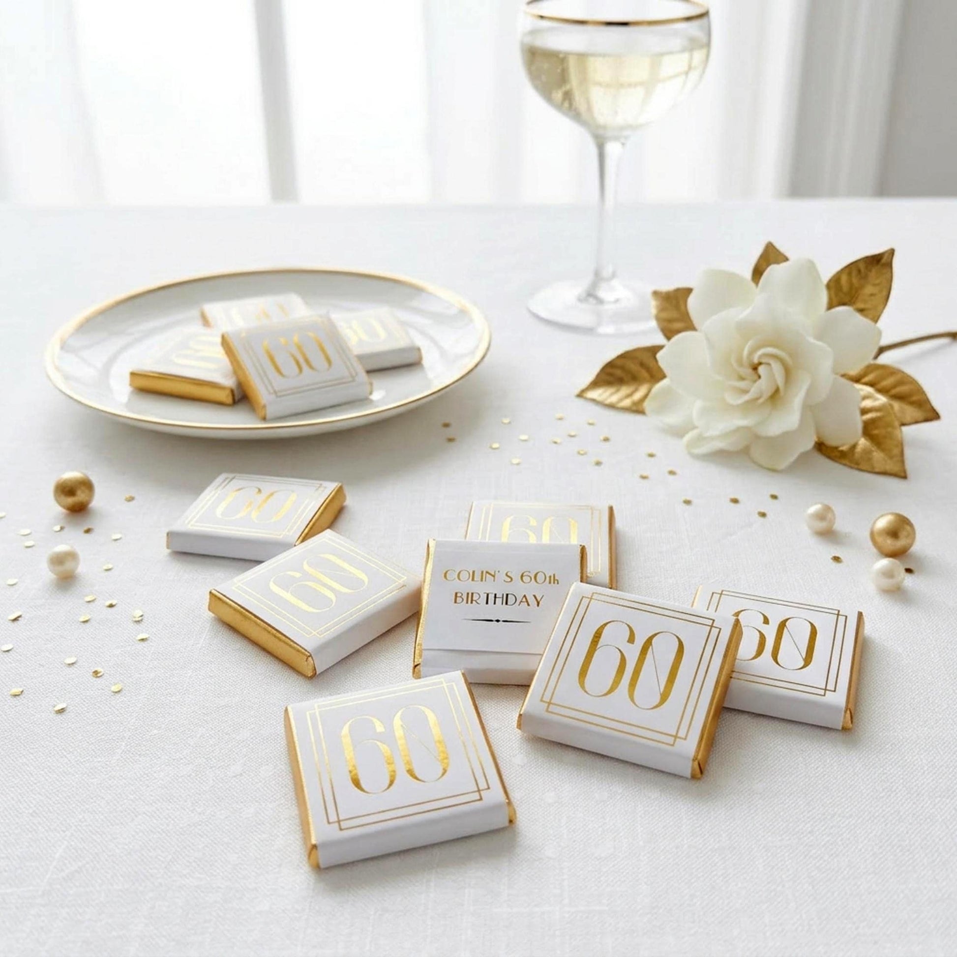 Personalised Milestone Birthday Favours - Gold Foiled Number Chocolates - Custom 18th 21st 30th 40th 50th Guest Gifts - Elegant Party Treats