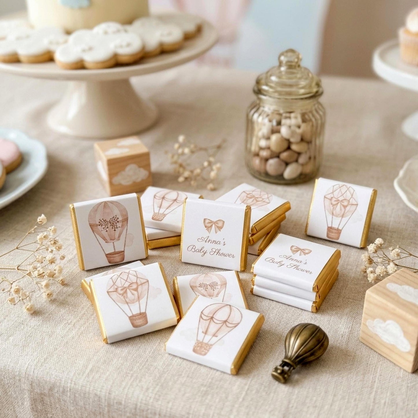 Personalised Hot Air Balloon Baby Shower Chocolates – Neutral Party Favours