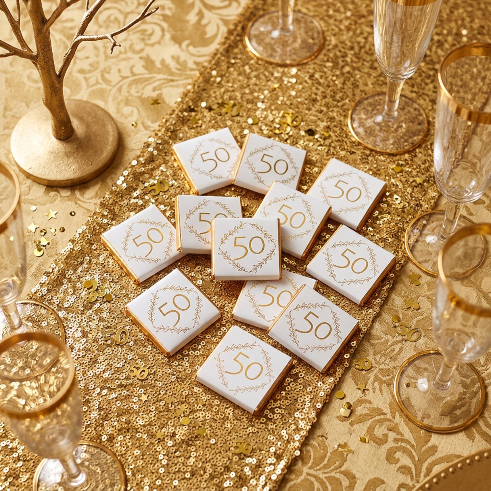 Personalised Milestone Birthday Chocolate Favours - 18th 21st 30th 40th 50th 60th Birthday Table Decor - Gold Foil Anniversary Treats