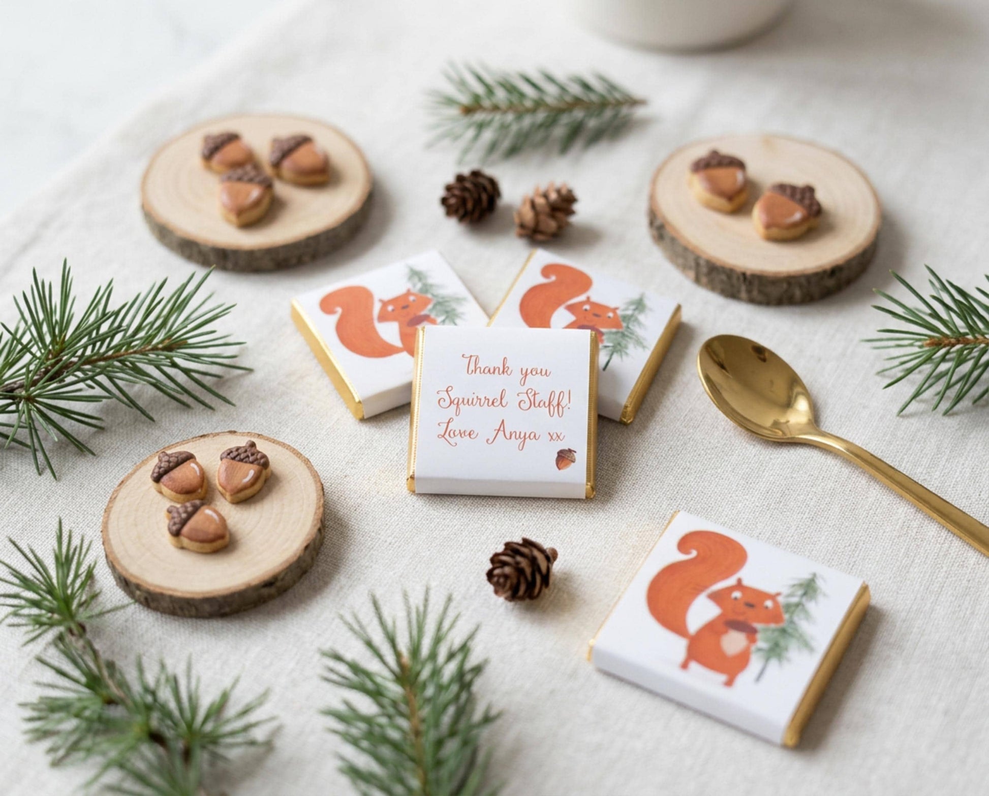 Personalised Red Squirrel Chocolates – Woodland Theme Party Favours, Forest Animal Treats