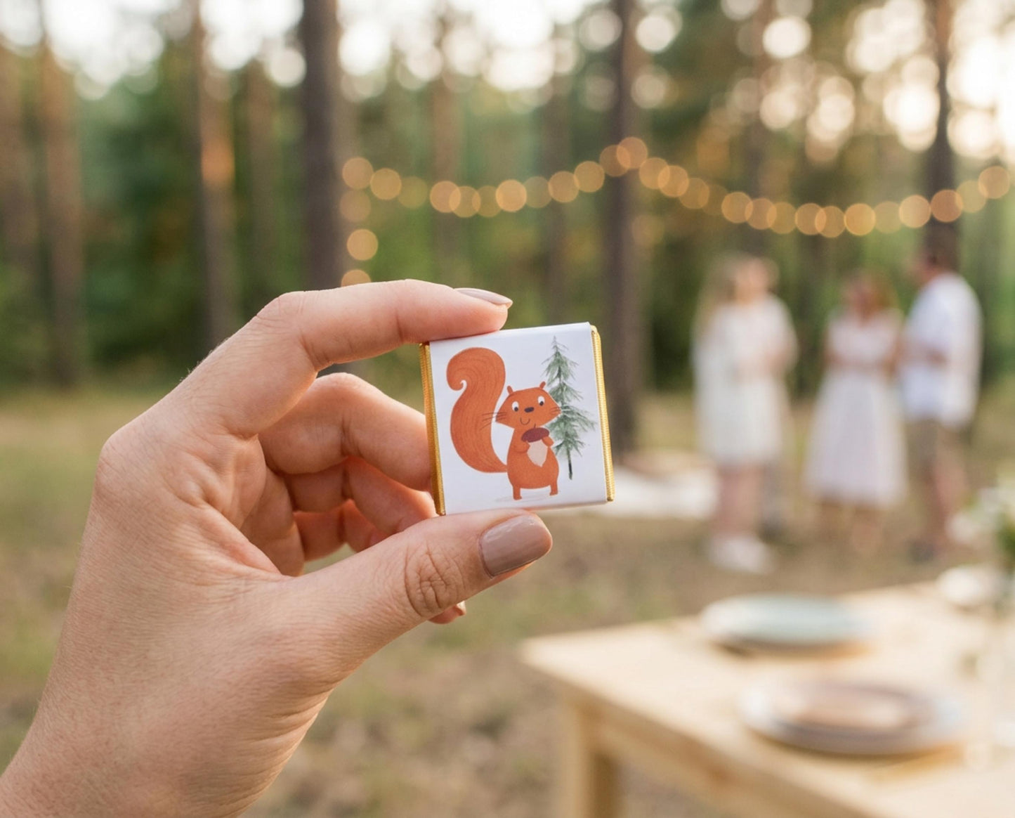 Personalised Red Squirrel Chocolates – Woodland Theme Party Favours, Forest Animal Treats