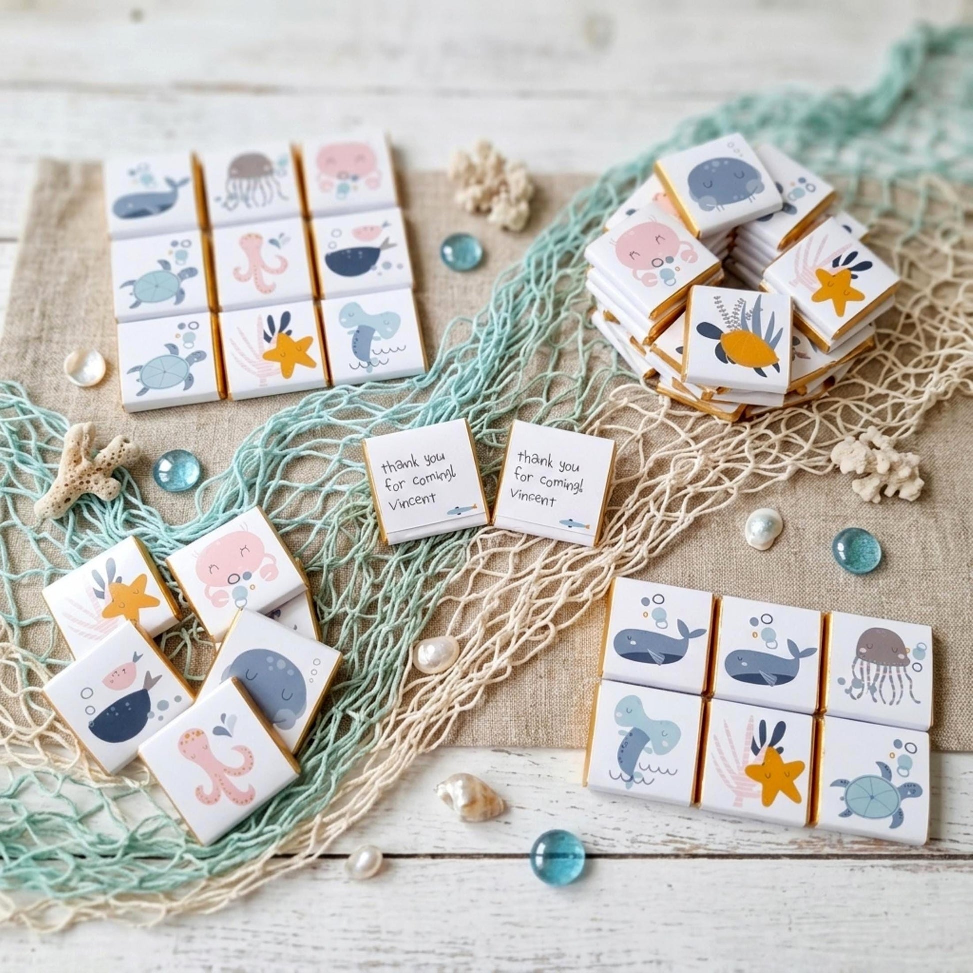 Personalised Ocean Life Party Favours - Under the Sea Birthday Chocolate Treats - Marine Theme Party Bags