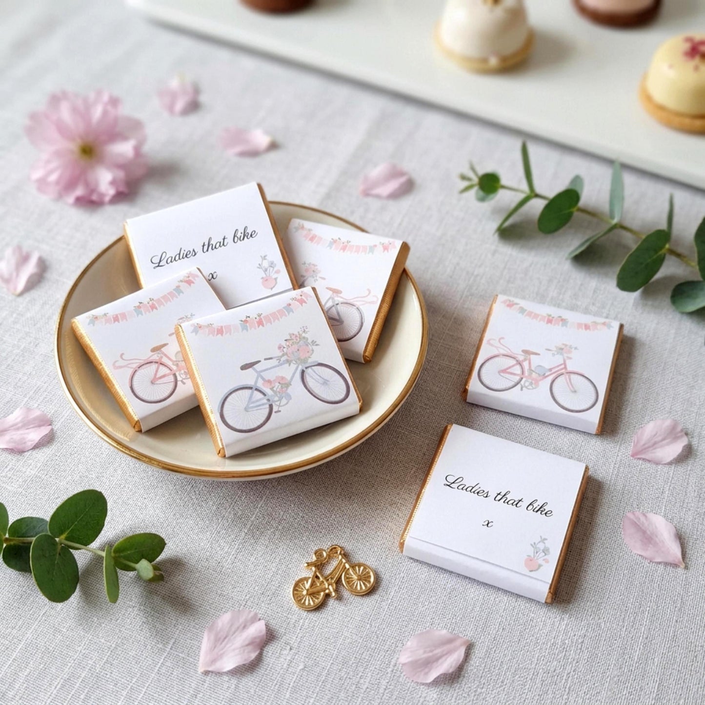 Personalised Floral Bicycle Chocolates – Spring Garden Party Favours