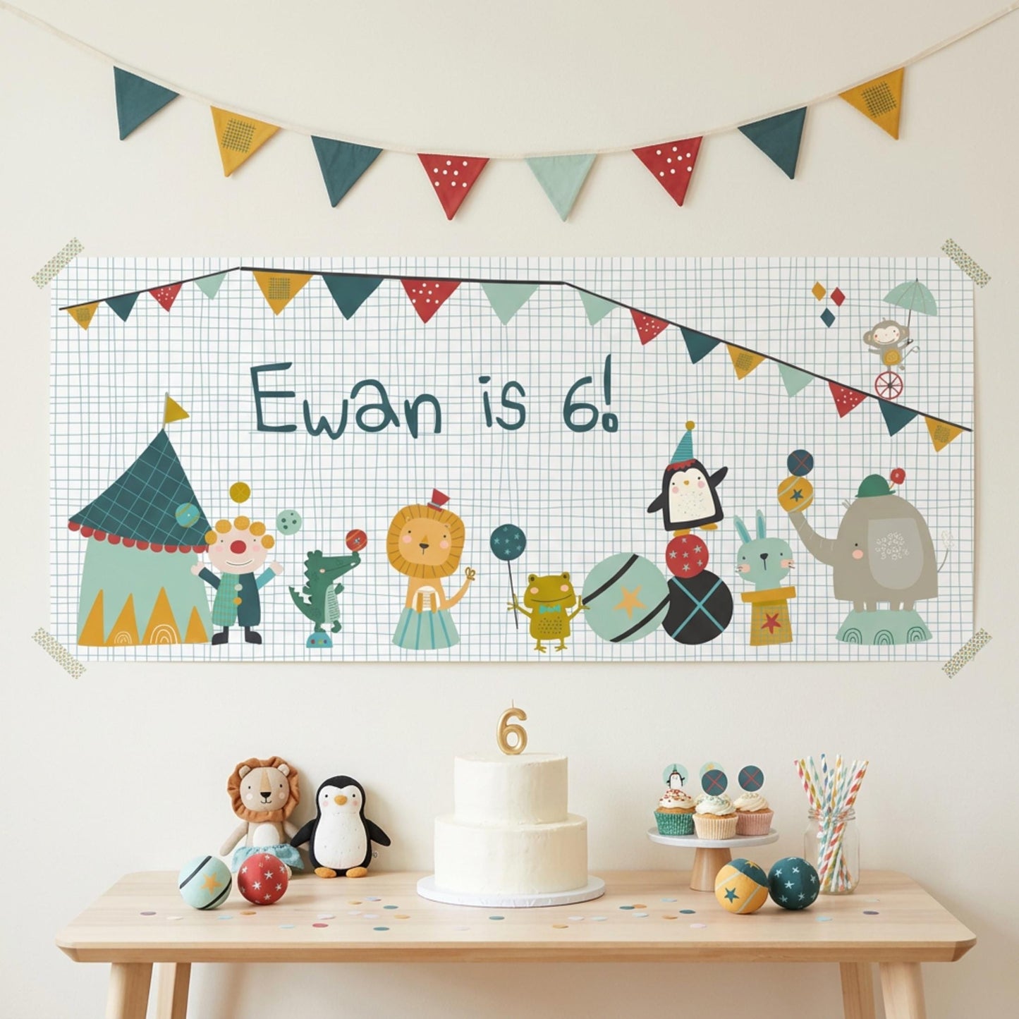 Personalised Circus Birthday Banner, Custom Carnival Party Backdrop, Welcome Party Sign
