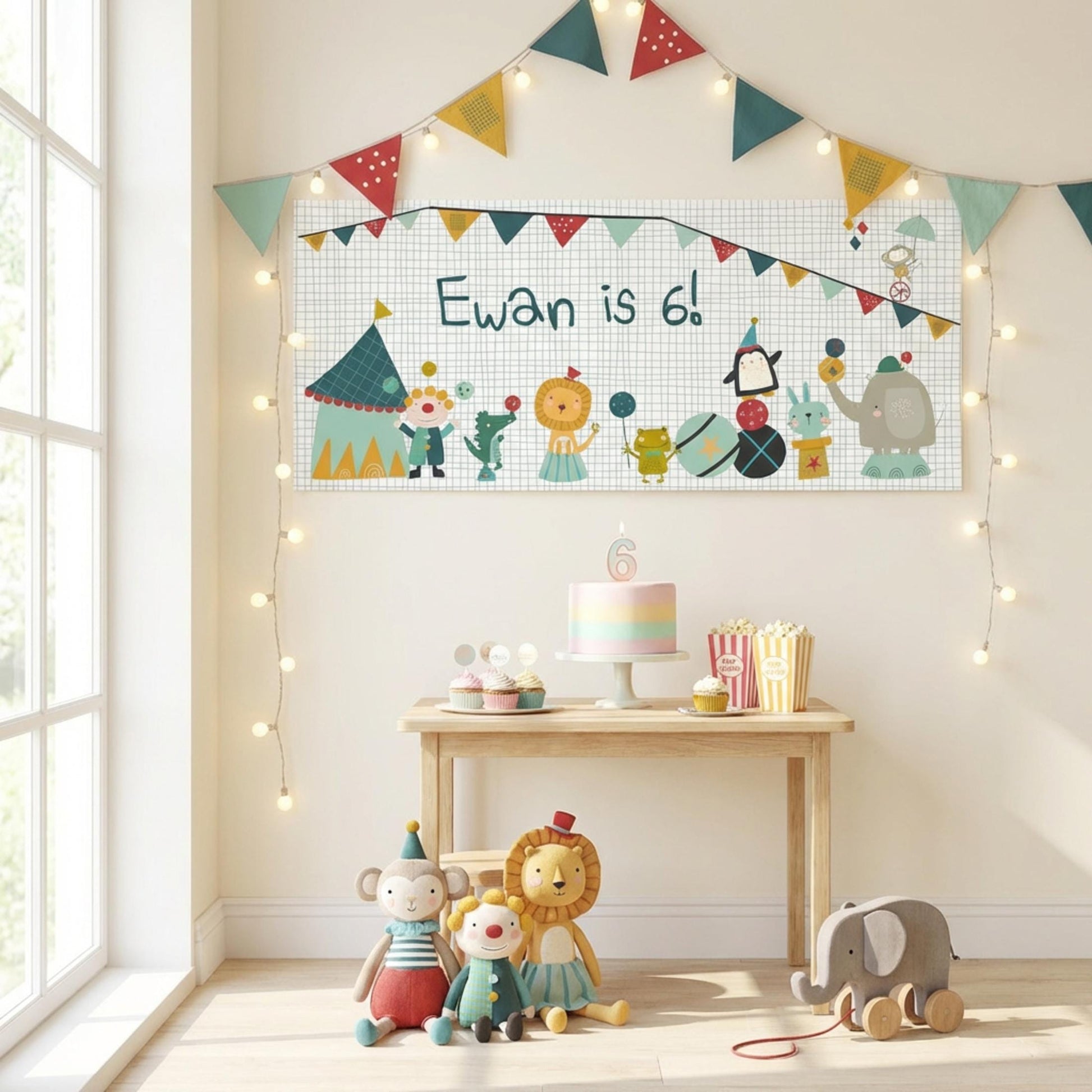 Personalised Circus Birthday Banner, Custom Carnival Party Backdrop, Welcome Party Sign