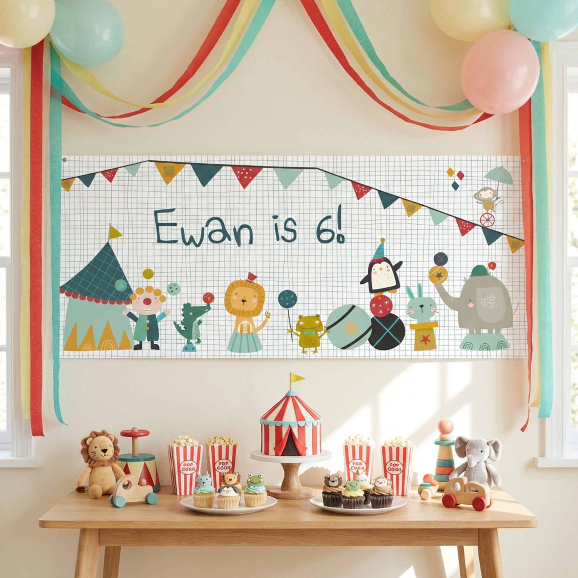 Personalised Circus Birthday Banner, Custom Carnival Party Backdrop, Welcome Party Sign