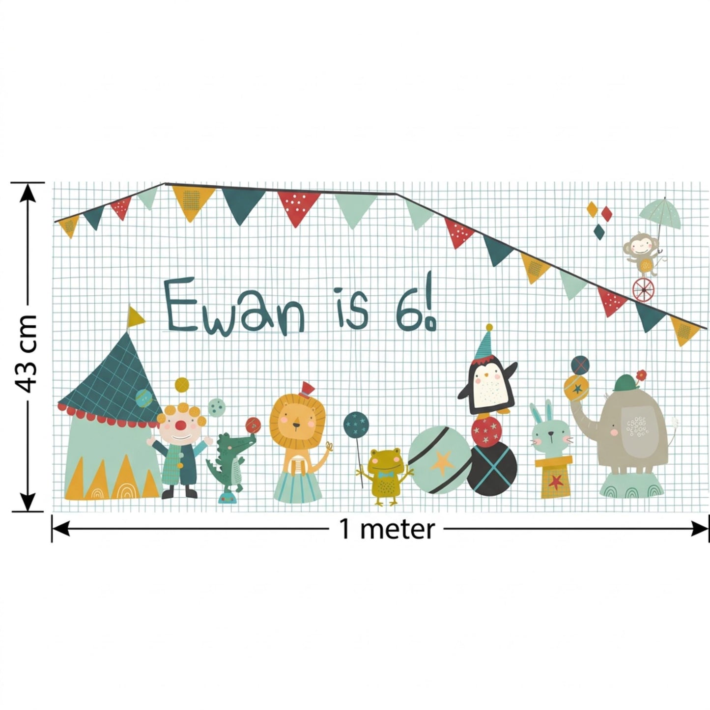 Personalised Circus Birthday Banner, Custom Carnival Party Backdrop, Welcome Party Sign