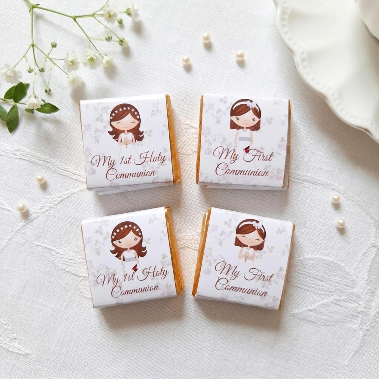 Personalised First Holy Communion Chocolate Favours – Girls Religious Treats, Party Gifts