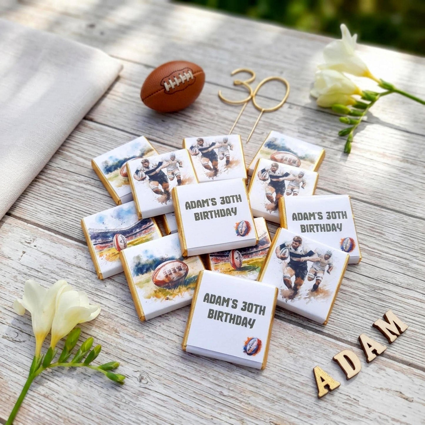 Personalised Rugby Player Chocolates – Custom Birthday Party Favours