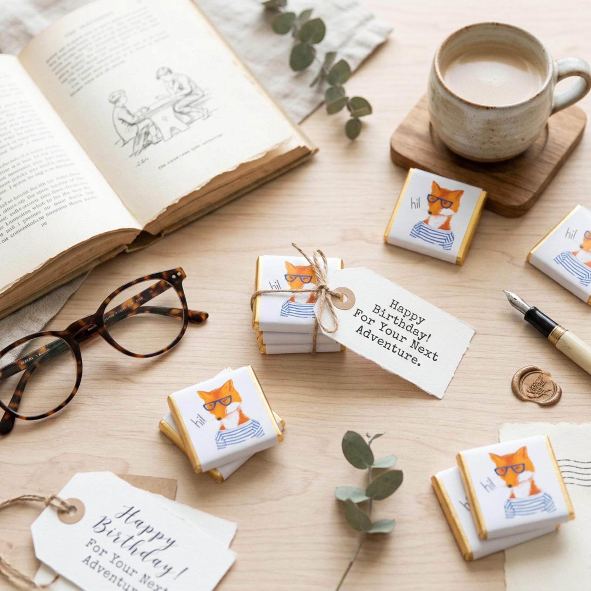 Personalised Fox Chocolates – Book Lover Party Favours, Birthday Treats