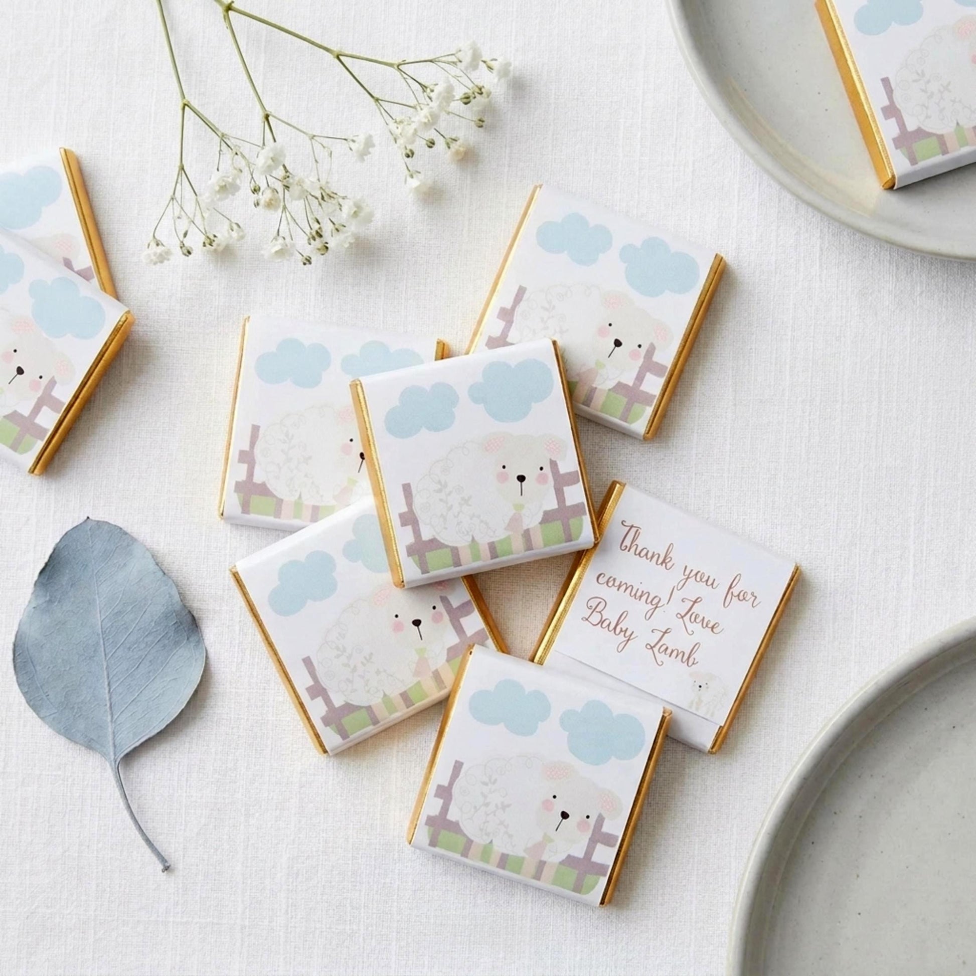 Personalised Baby Lamb Chocolates – Fluffy Sheep Party Favours, Baby Shower Treats