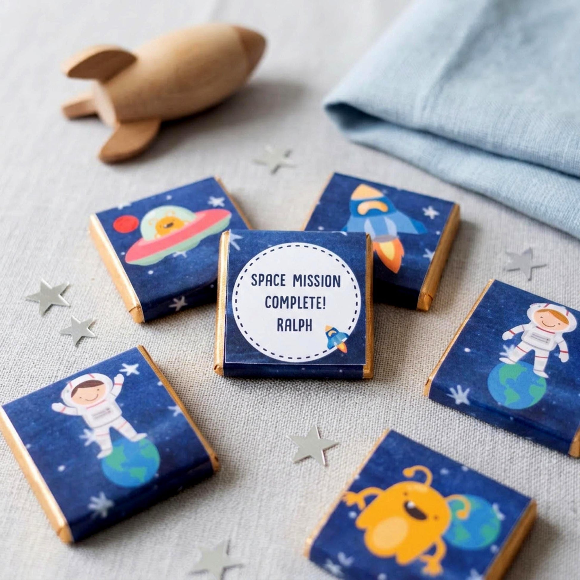 Personalised Space Birthday Chocolates – Astronaut Rocket Party Favours
