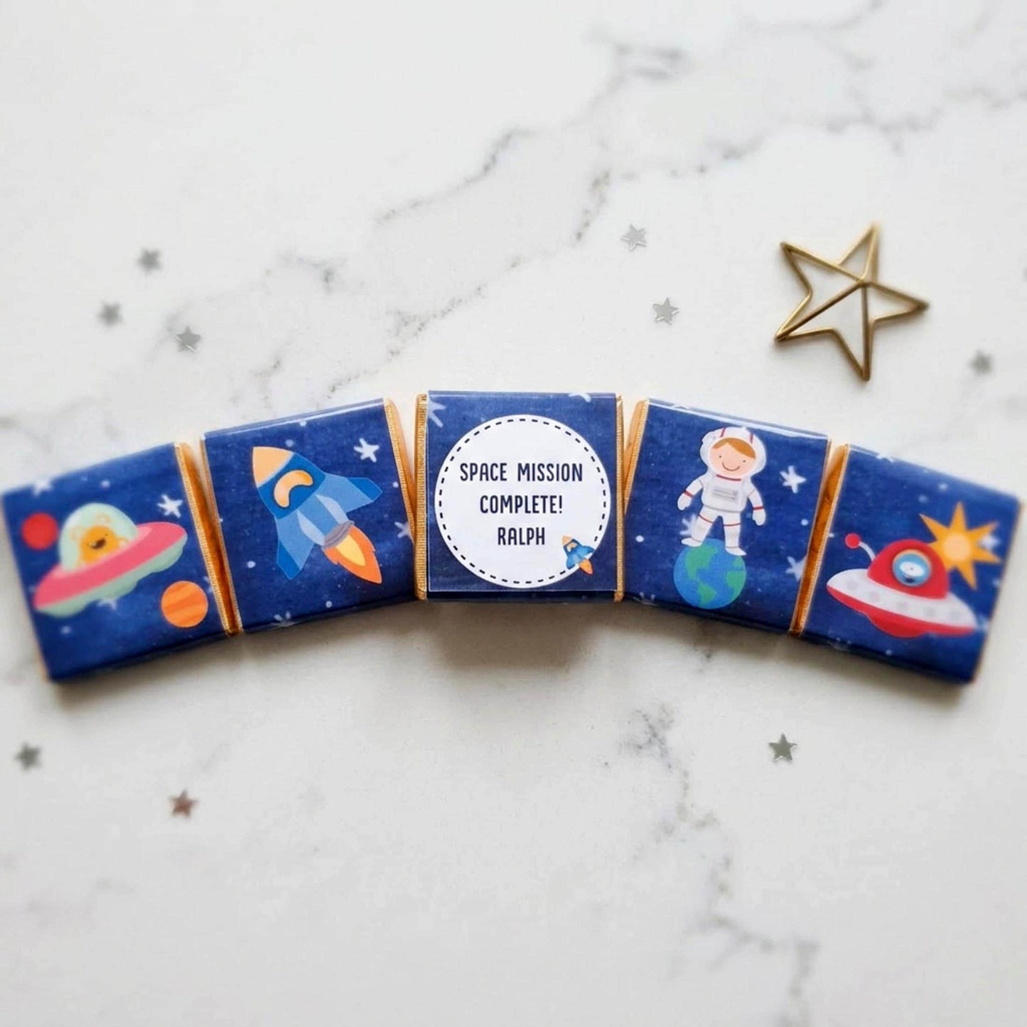 Personalised Space Birthday Chocolates – Astronaut Rocket Party Favours