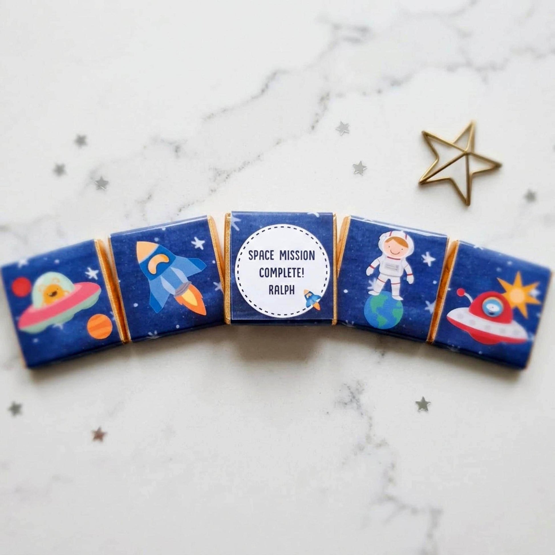 Personalised Space Birthday Chocolates – Astronaut Rocket Party Favours