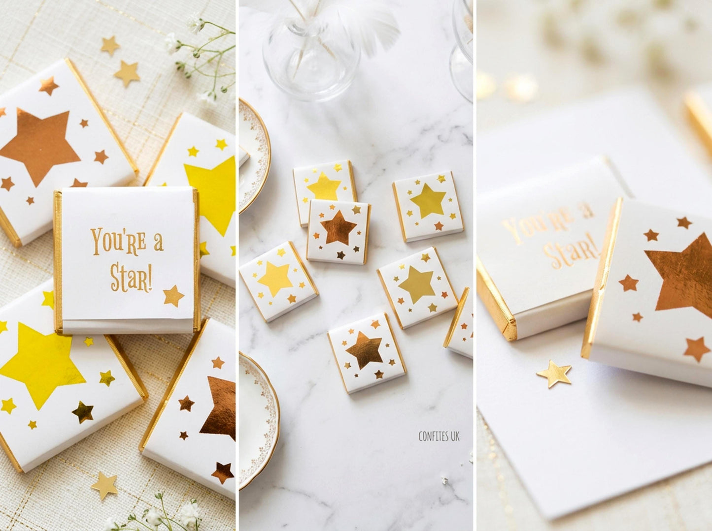 Personalised Golden Star Chocolates – Birthday Party Favours, Guest Gifts