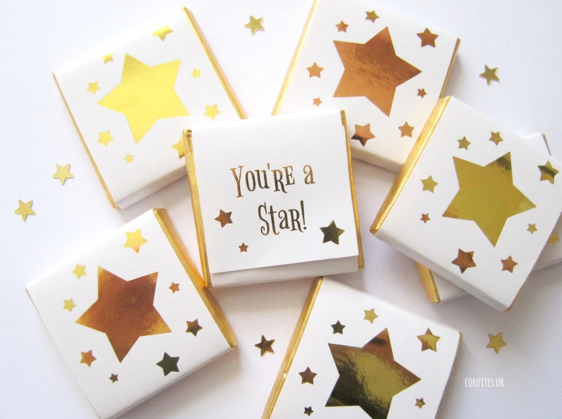 Personalised Golden Star Chocolates – Birthday Party Favours, Guest Gifts