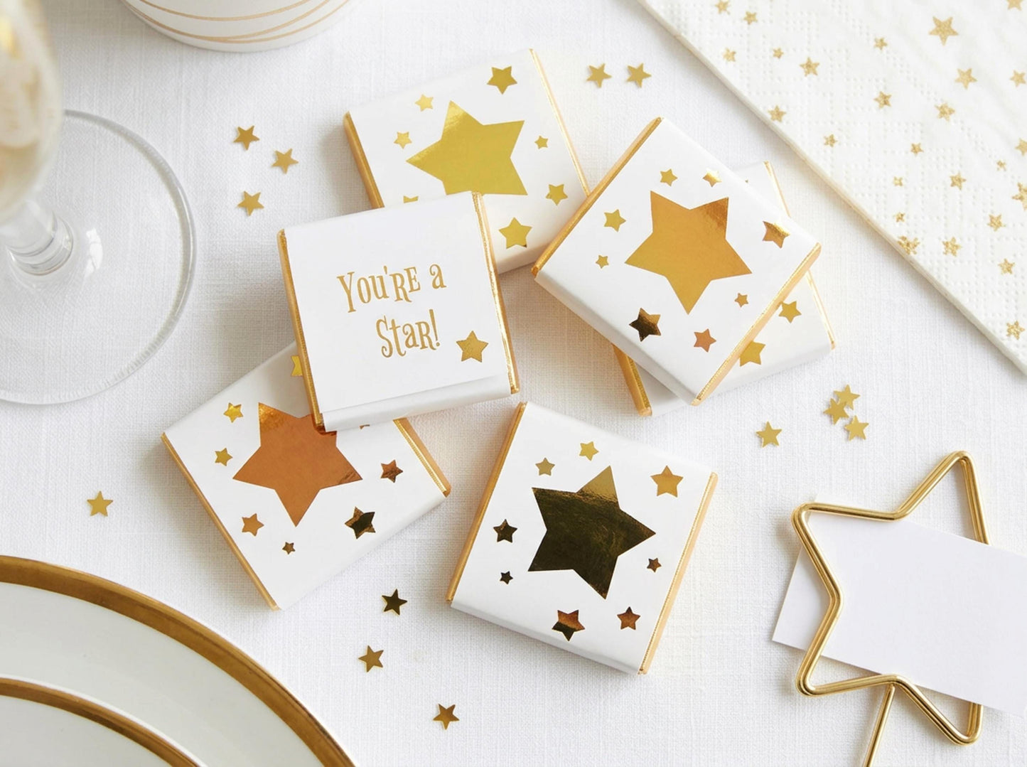 Personalised Golden Star Chocolates – Birthday Party Favours, Guest Gifts