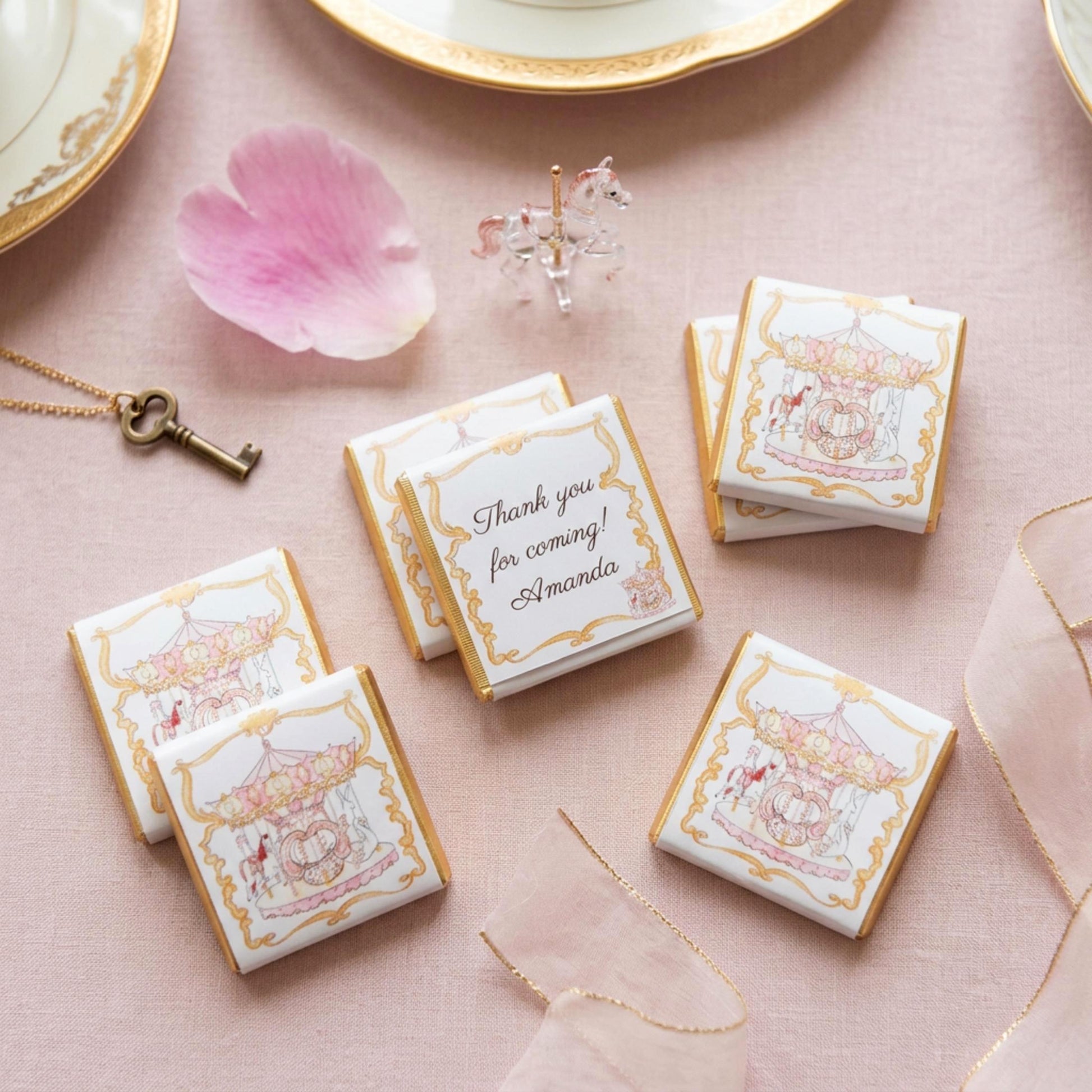 Personalised Pink Carousel Chocolate Favours – Girls Birthday Party Bag Fillers