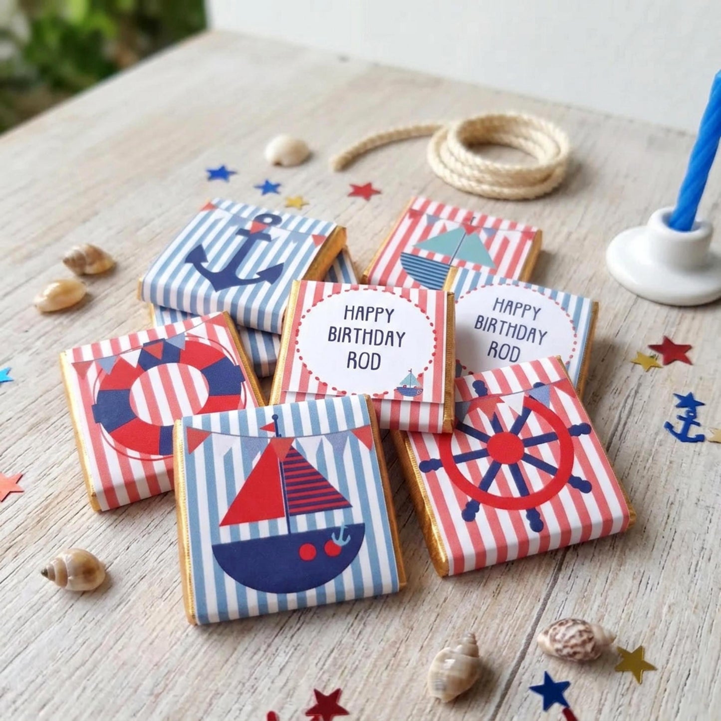 Nautical Chocolate Party Favors, Sailor Theme Custom Guest Gifts, Birthday Wedding Hen Party