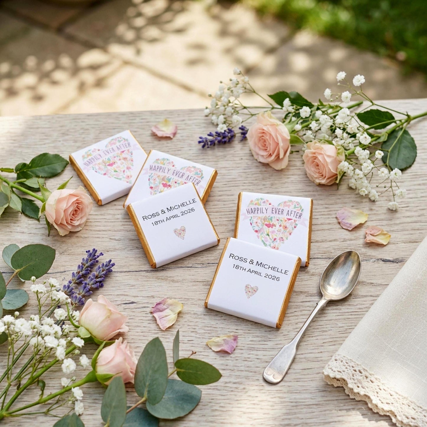 Personalised Wedding Chocolate Favours - Happily Ever After Treats - Custom Table Decor