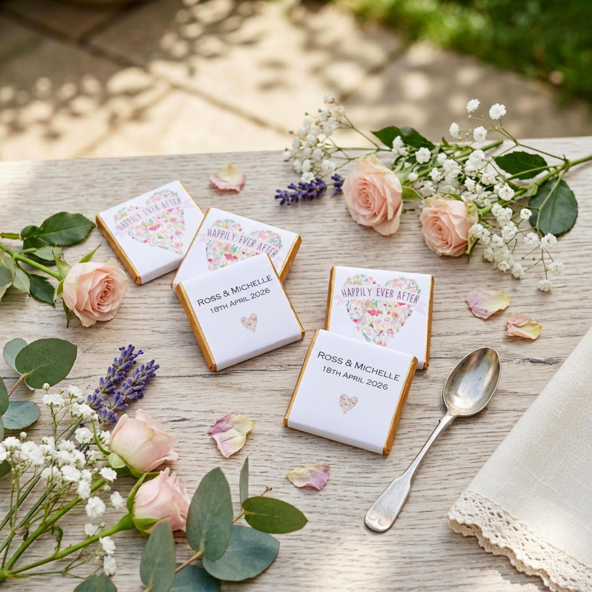Personalised Wedding Chocolate Favours - Happily Ever After Treats - Custom Table Decor