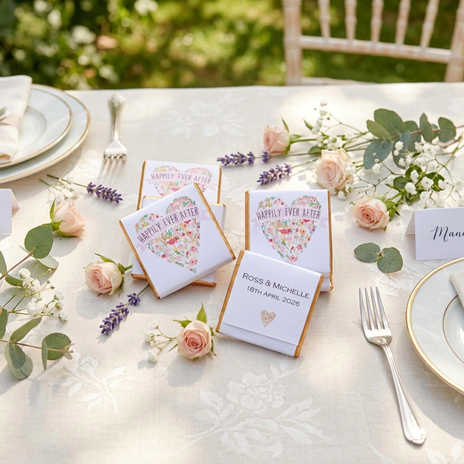 Personalised Wedding Chocolate Favours - Happily Ever After Treats - Custom Table Decor