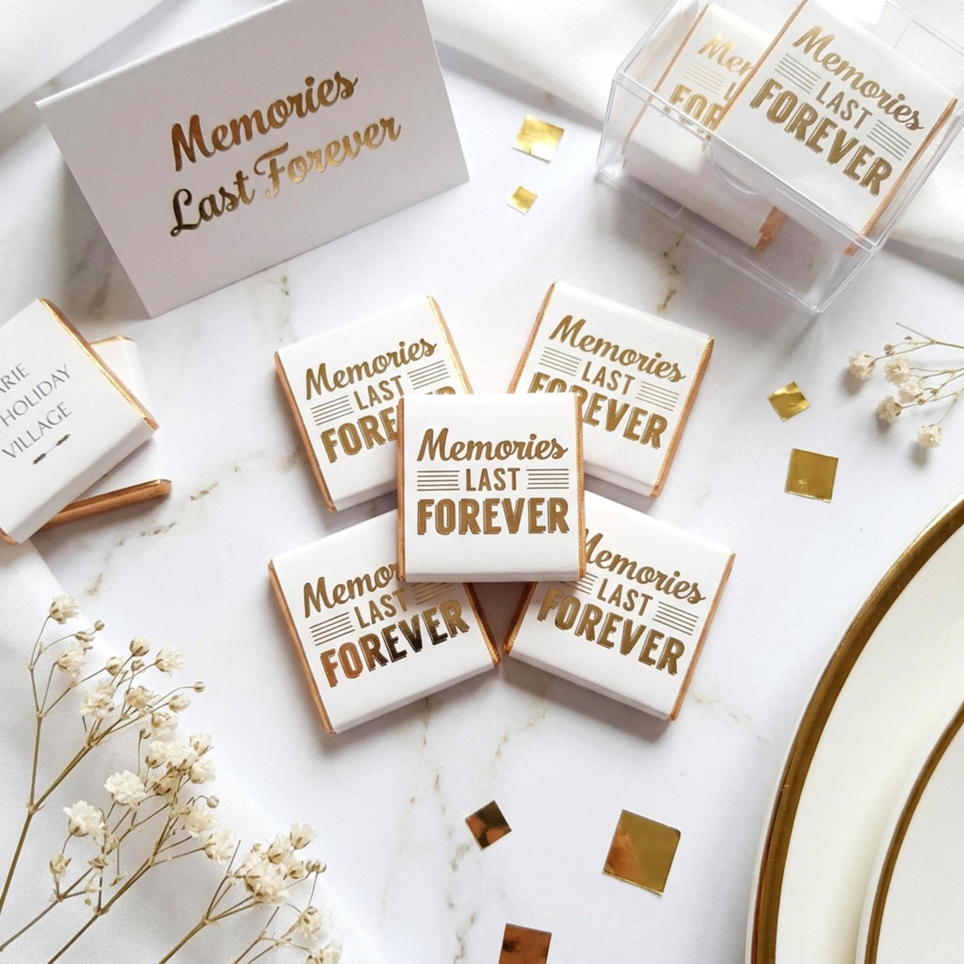 Personalised Gold Foil Wedding Chocolates – Anniversary Guest Favours, Celebration Treats