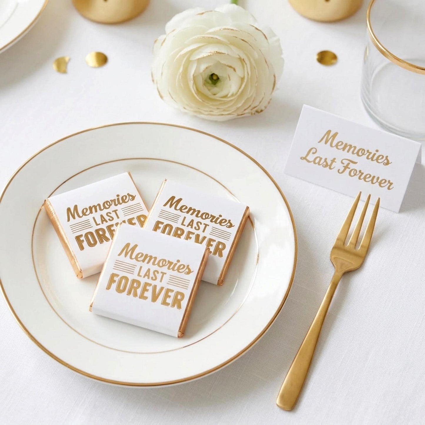 Personalised Gold Foil Wedding Chocolates – Anniversary Guest Favours, Celebration Treats
