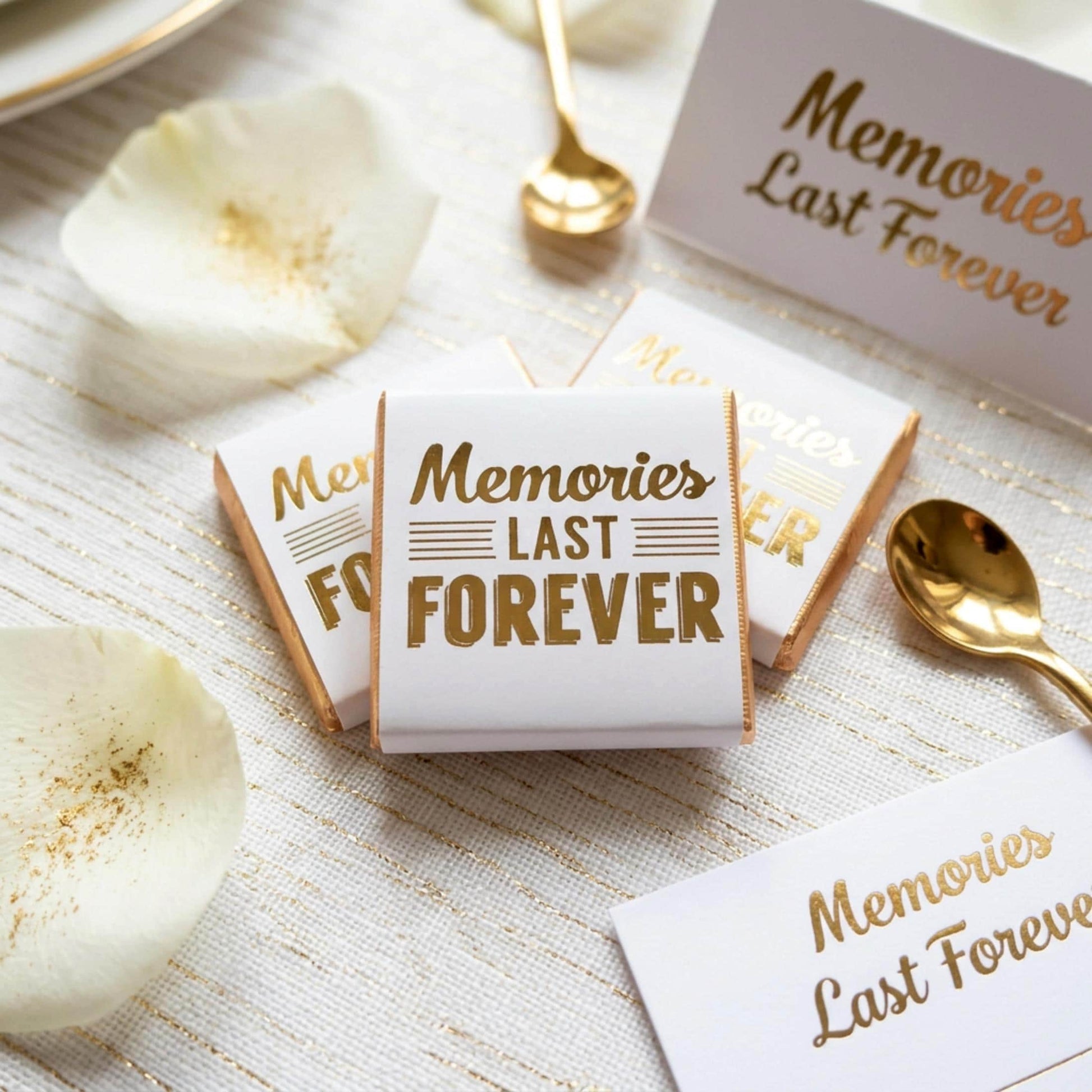 Personalised Gold Foil Wedding Chocolates – Anniversary Guest Favours, Celebration Treats