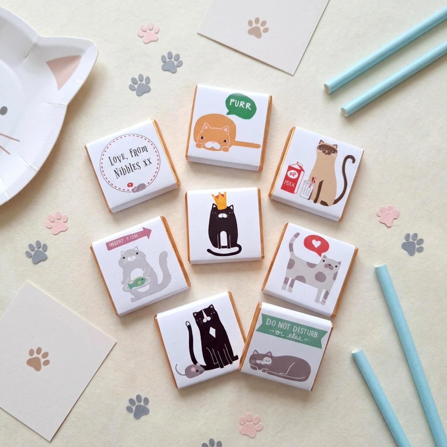 Personalised Cat Chocolate Favours – Kitten Theme Party Treats
