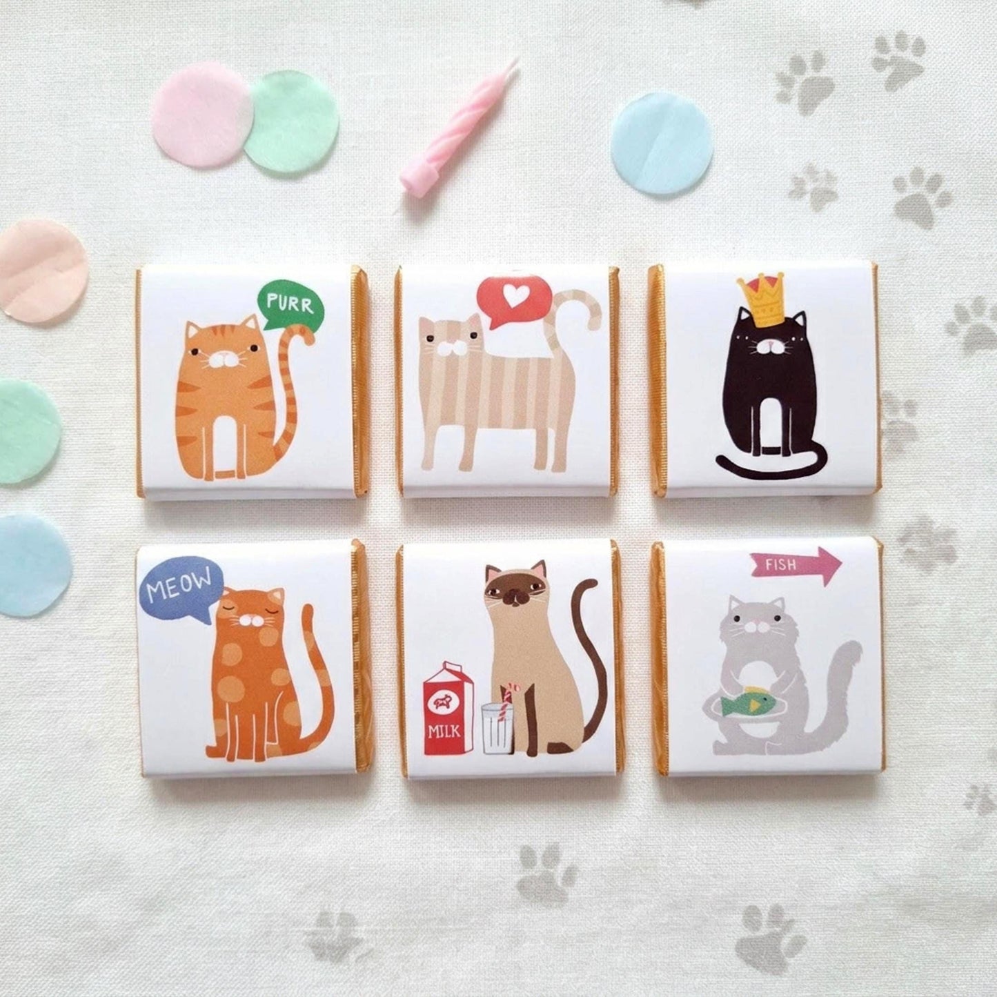 Personalised Cat Chocolate Favours – Kitten Theme Party Treats