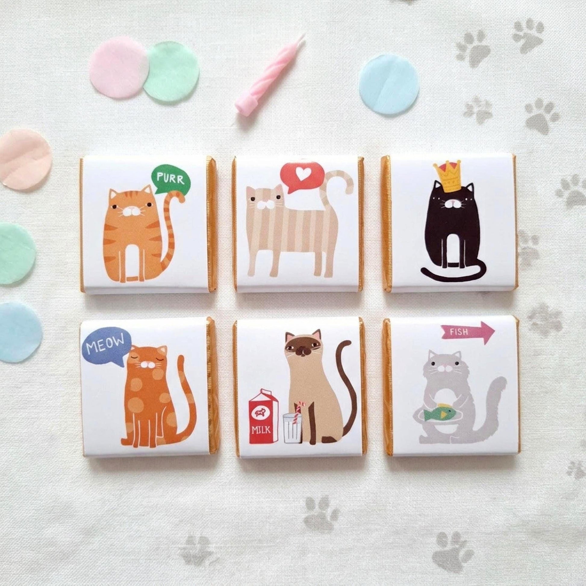 Personalised Cat Chocolate Favours – Kitten Theme Party Treats