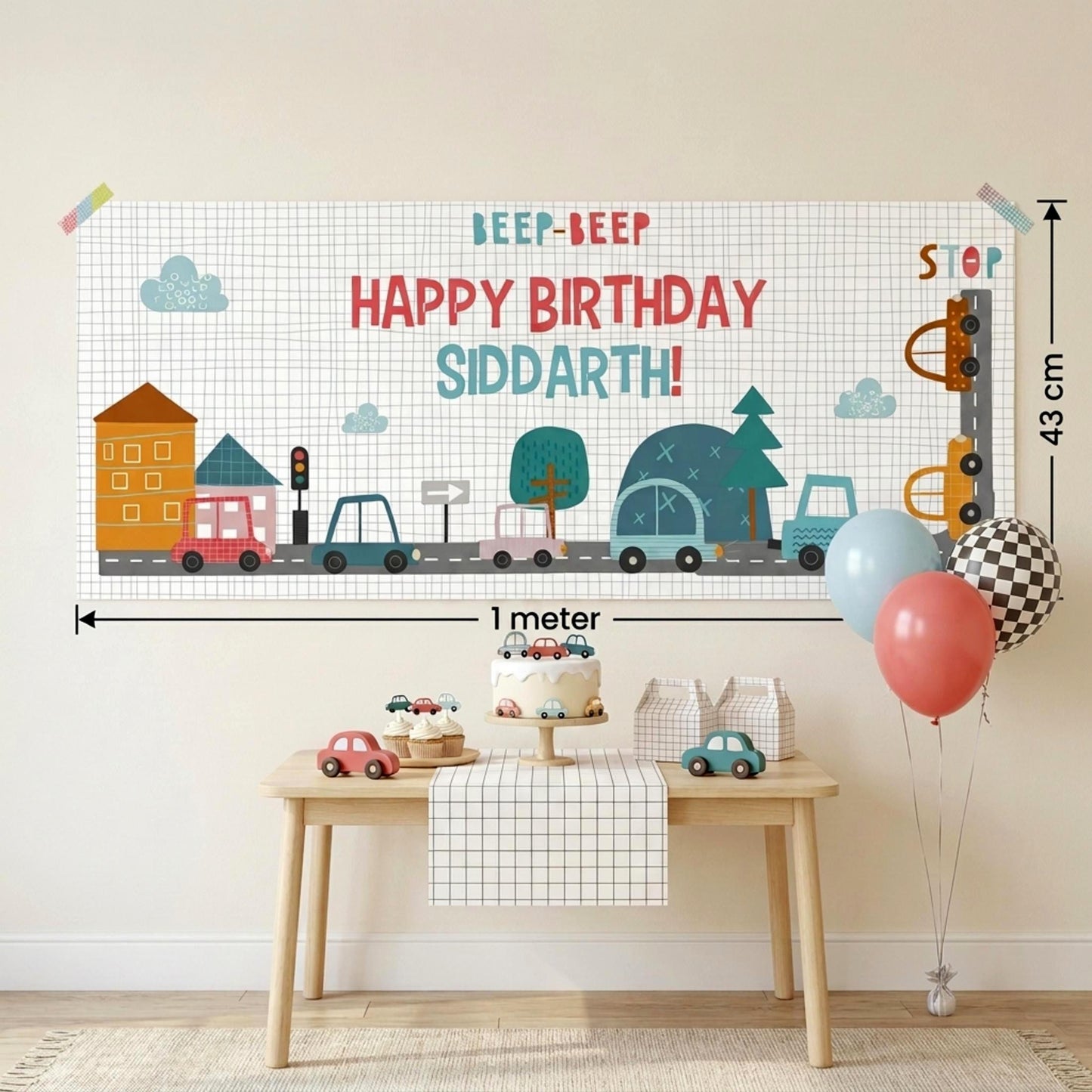 Personalised Cars Birthday Banner, Custom Cars Cake Table Backdrop