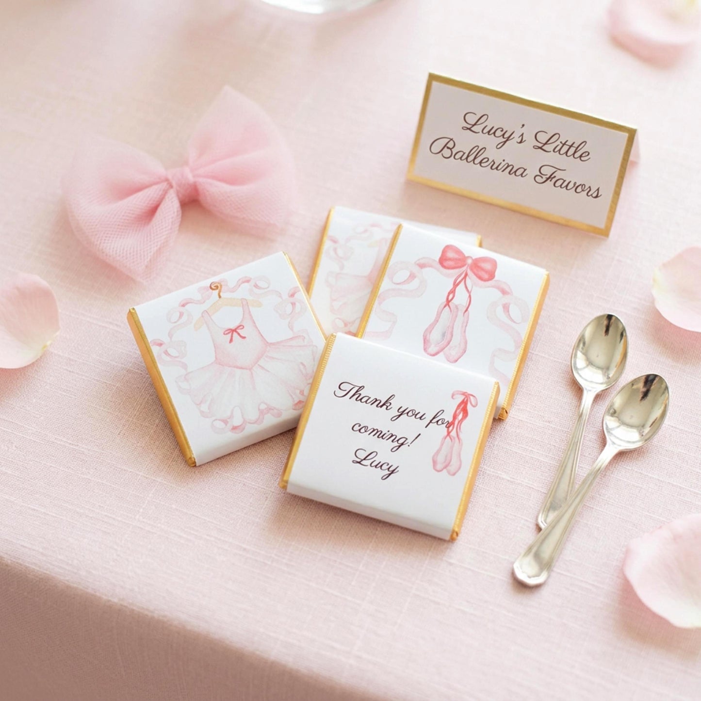 Personalised Ballerina Chocolate Favours - Ballet Party Bag Fillers - Pink Dance Theme Birthday Treats