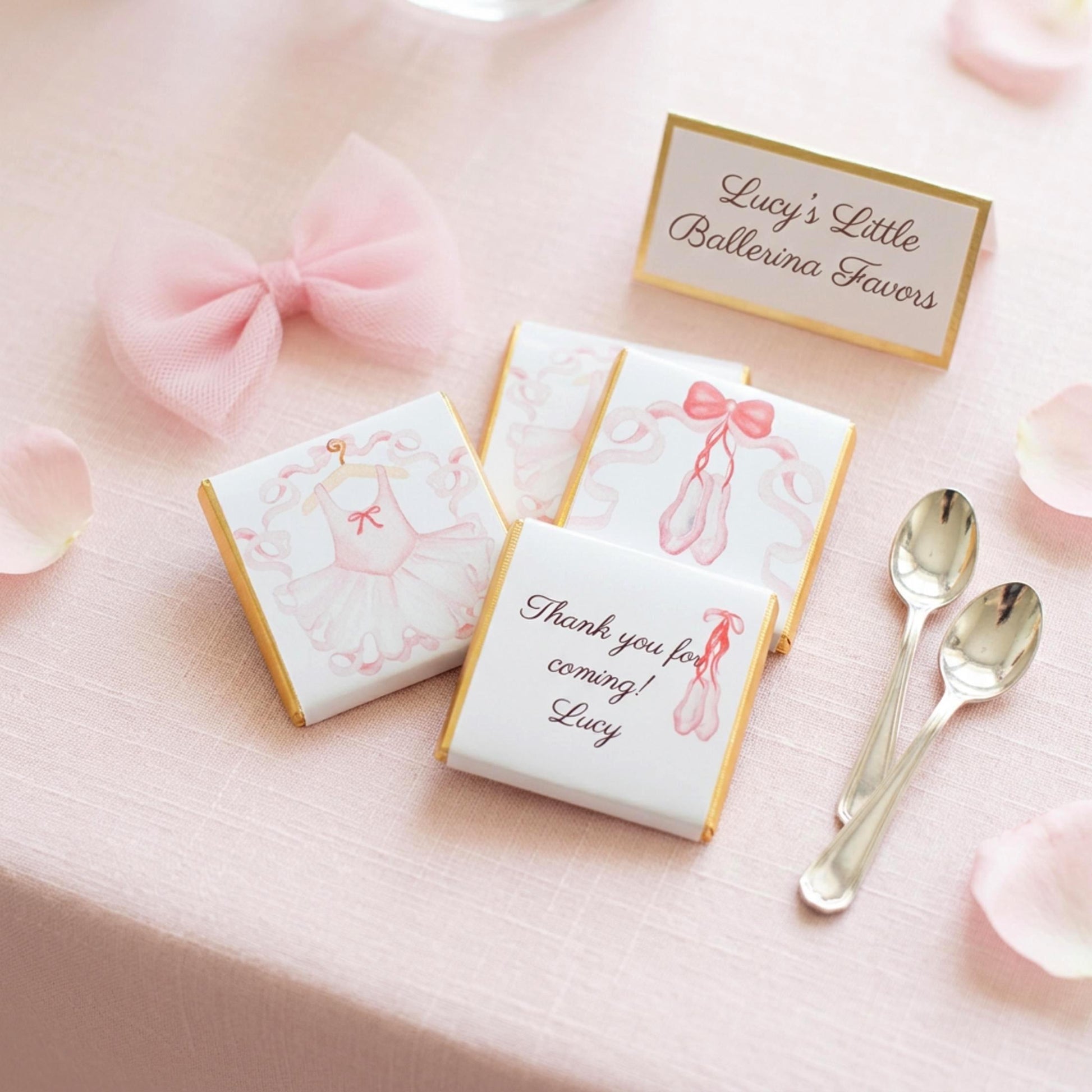 Personalised Ballerina Chocolate Favours - Ballet Party Bag Fillers - Pink Dance Theme Birthday Treats