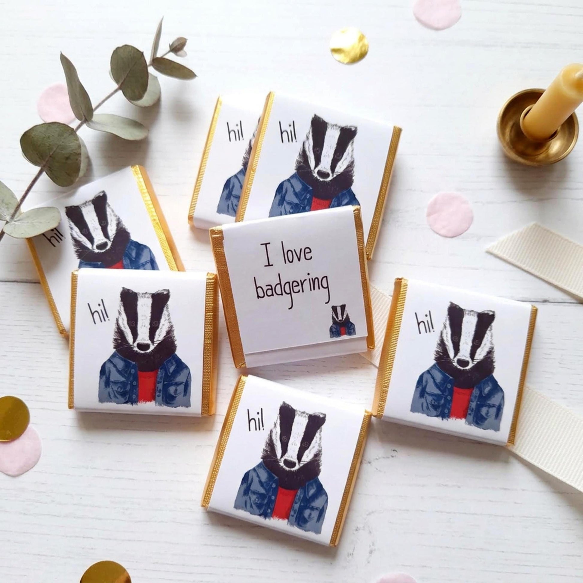 Personalised Badger Chocolate Favours – British Wildlife Birthday Treats