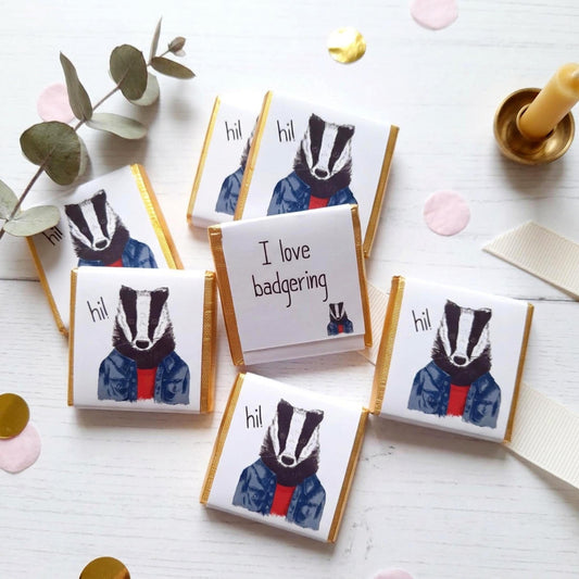 Personalised Badger Chocolate Favours – British Wildlife Birthday Treats