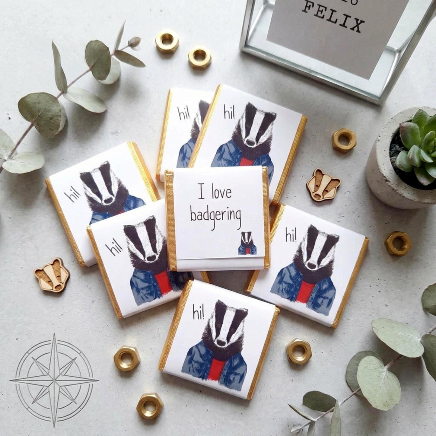 Personalised Badger Chocolate Favours – British Wildlife Birthday Treats