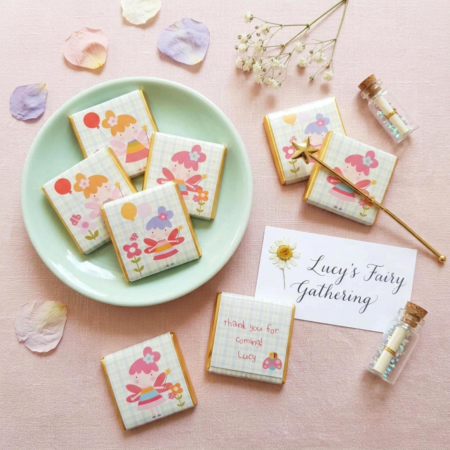 Personalised Flower Fairy Party Favours - Magical Floral Birthday Treats - Enchanted Garden Party Bag Filler