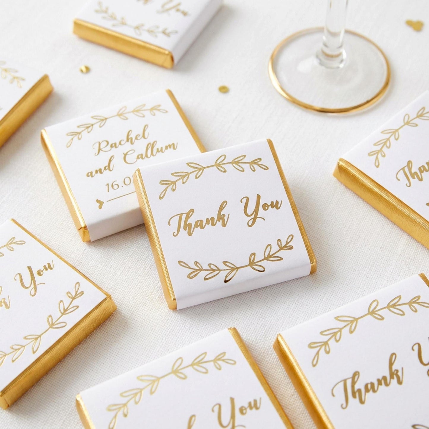 Personalised Botanical Thank You Chocolates – Wedding Guest Favours, Party Bag Fillers