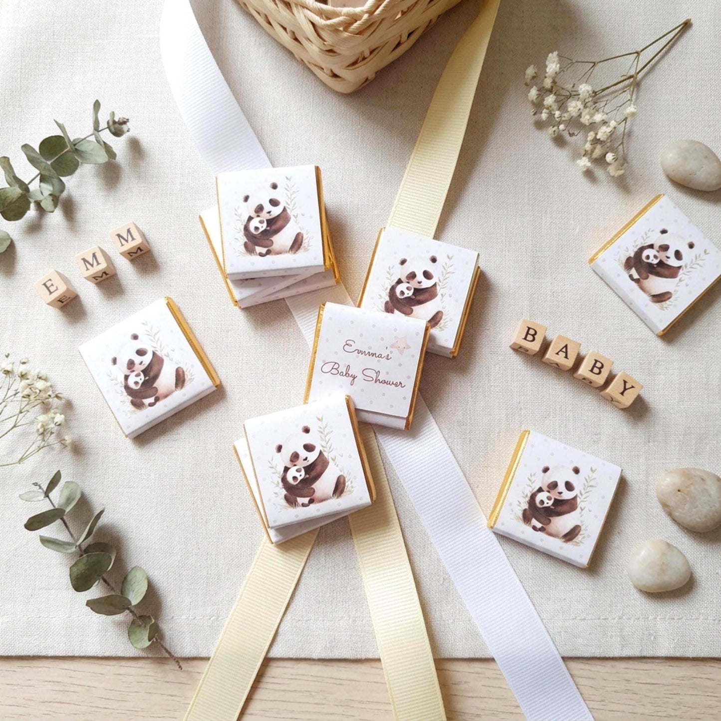 Personalised Panda Baby Shower Chocolate Favours – Mama and Baby Treats