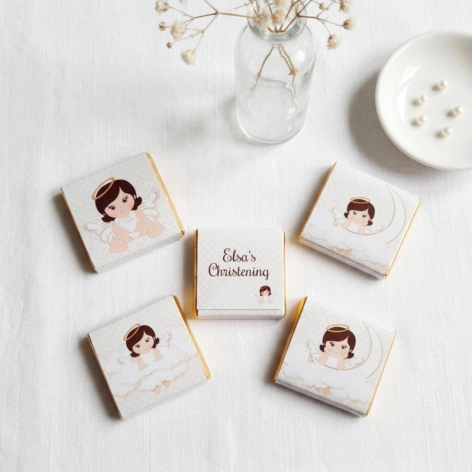 Personalised Angel Christening Favours – Baby Girl Chocolate Treats