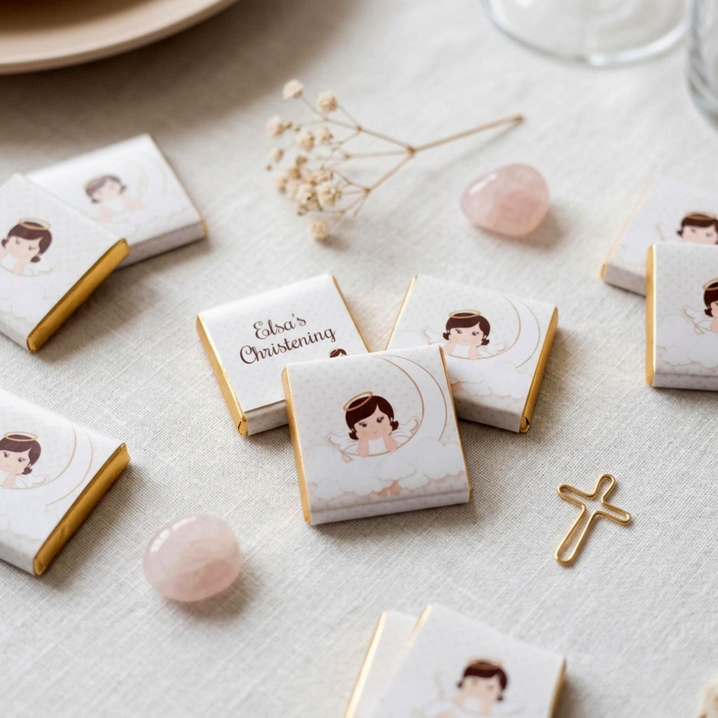Personalised Angel Christening Favours – Baby Girl Chocolate Treats