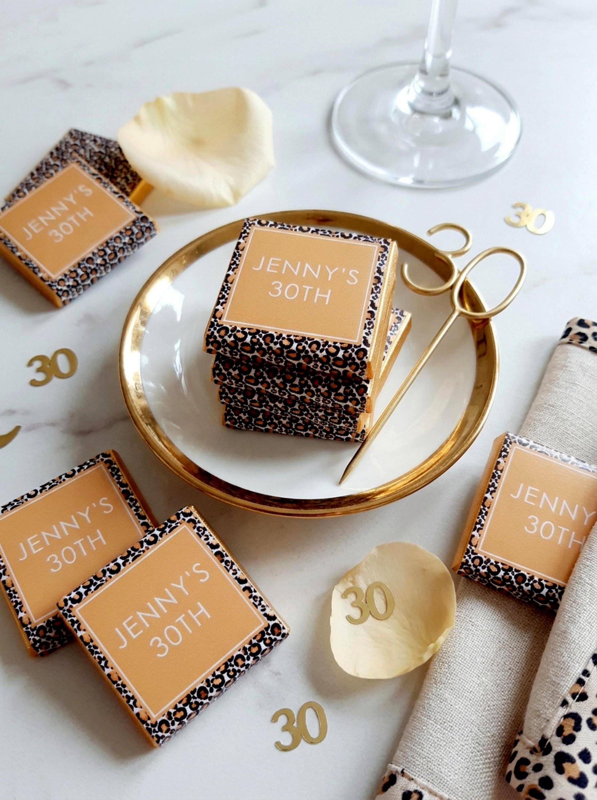Personalised Leopard Print 30th Birthday Chocolates – Custom Party Favours